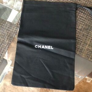 Chanel Black Drawstring Dust Bag with White Logo
